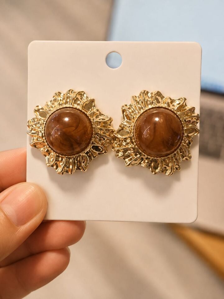 Vintage Küpe Gold Kahve
