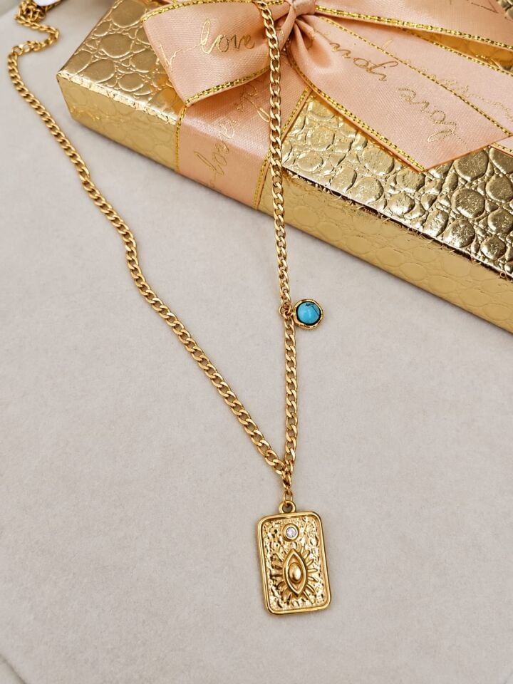 Antik Plaka Kolye Çelik45 +5 cm