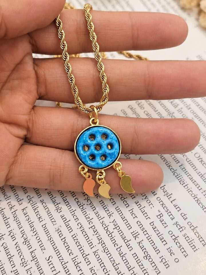 Süryani Gözü Nazar Boncuğu Çelik Burgu Zincir 60 cm