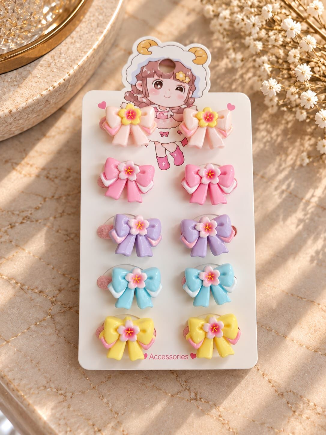 Lastikli Kız Çocuk Toka Set
